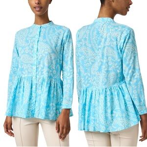NWT Ro's Garden Anthropologie Chanderi Print Peplum Top